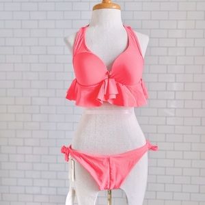 Peach 2 piece Swimsuit Ruffle Top by Miss Circle